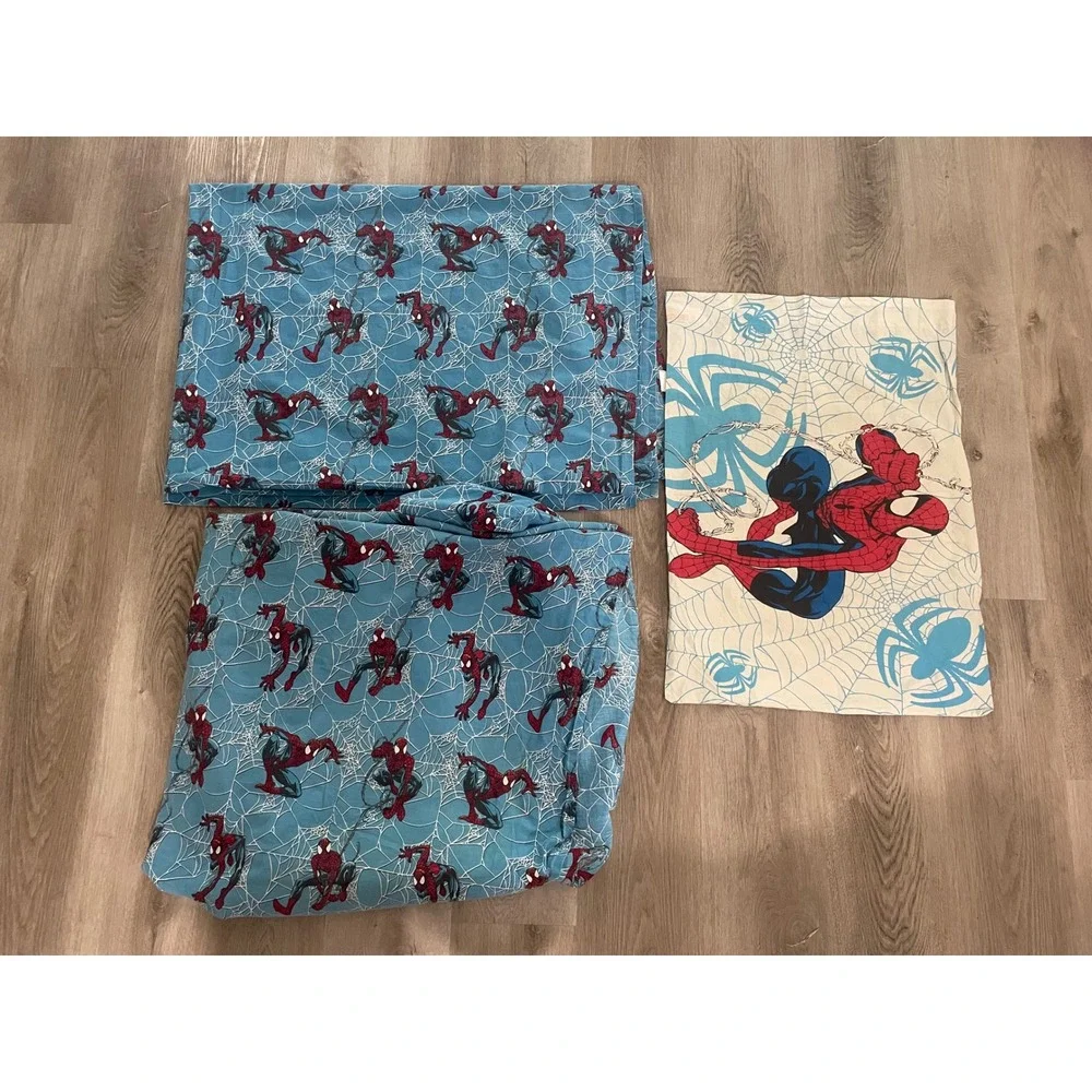 Marvel Spider-Man Twin Sheet Set 3 Pc Flat Fitted Pillowcase Kids Vintage 2005